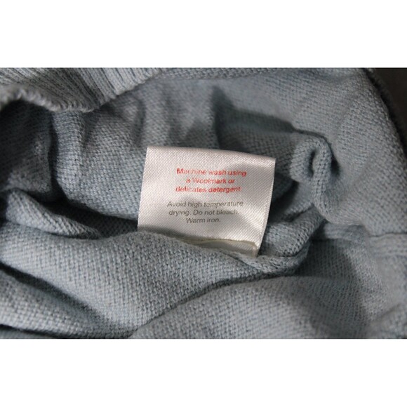 WoolOvers XXL Light Blue Full Zip Sweater 90% Cotton 10% Cashmere Soft Knit - Picture 6 of 9